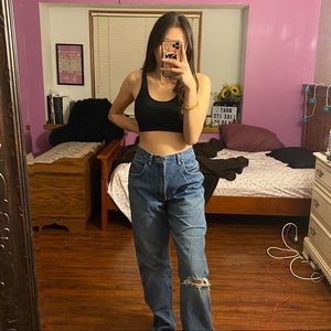 vintage old mill distressed denim jeans